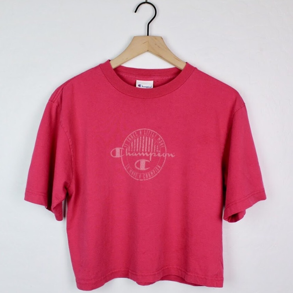 Vintage 90’s Champion Distressed Pink Crop Top